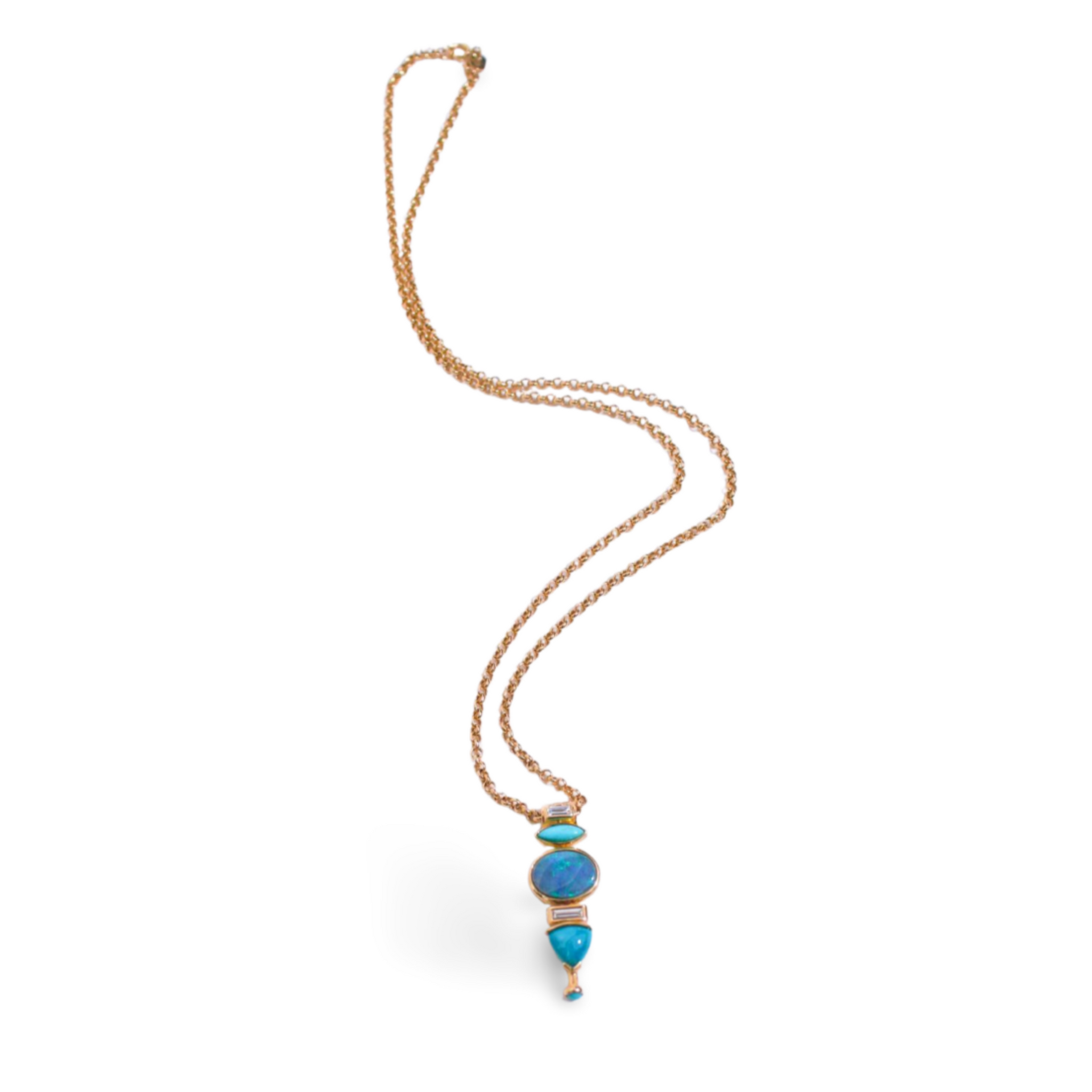 Totem Turquoise, Opal, and Diamond Pendant