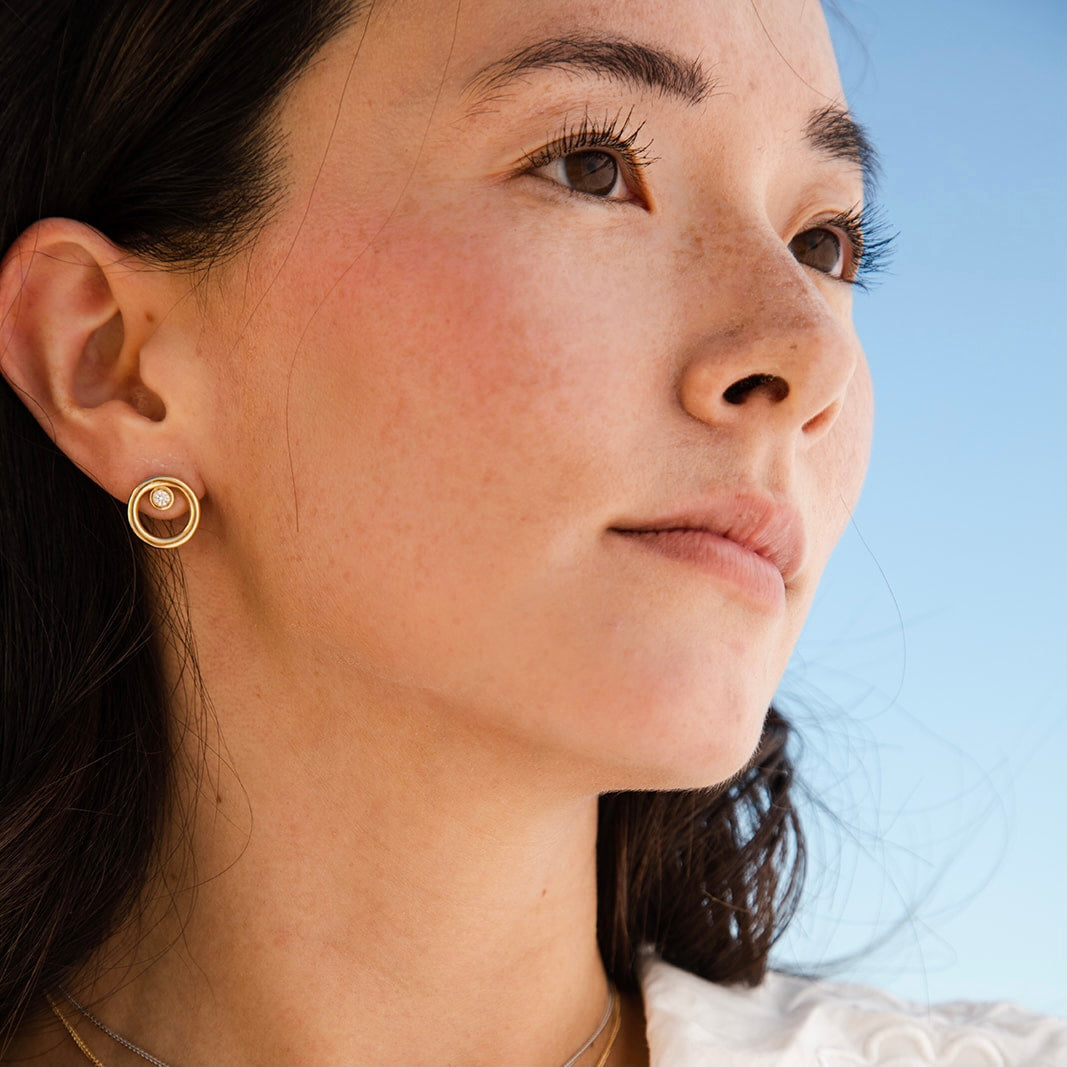 Eclipse Golden Hoops with White Diamonds